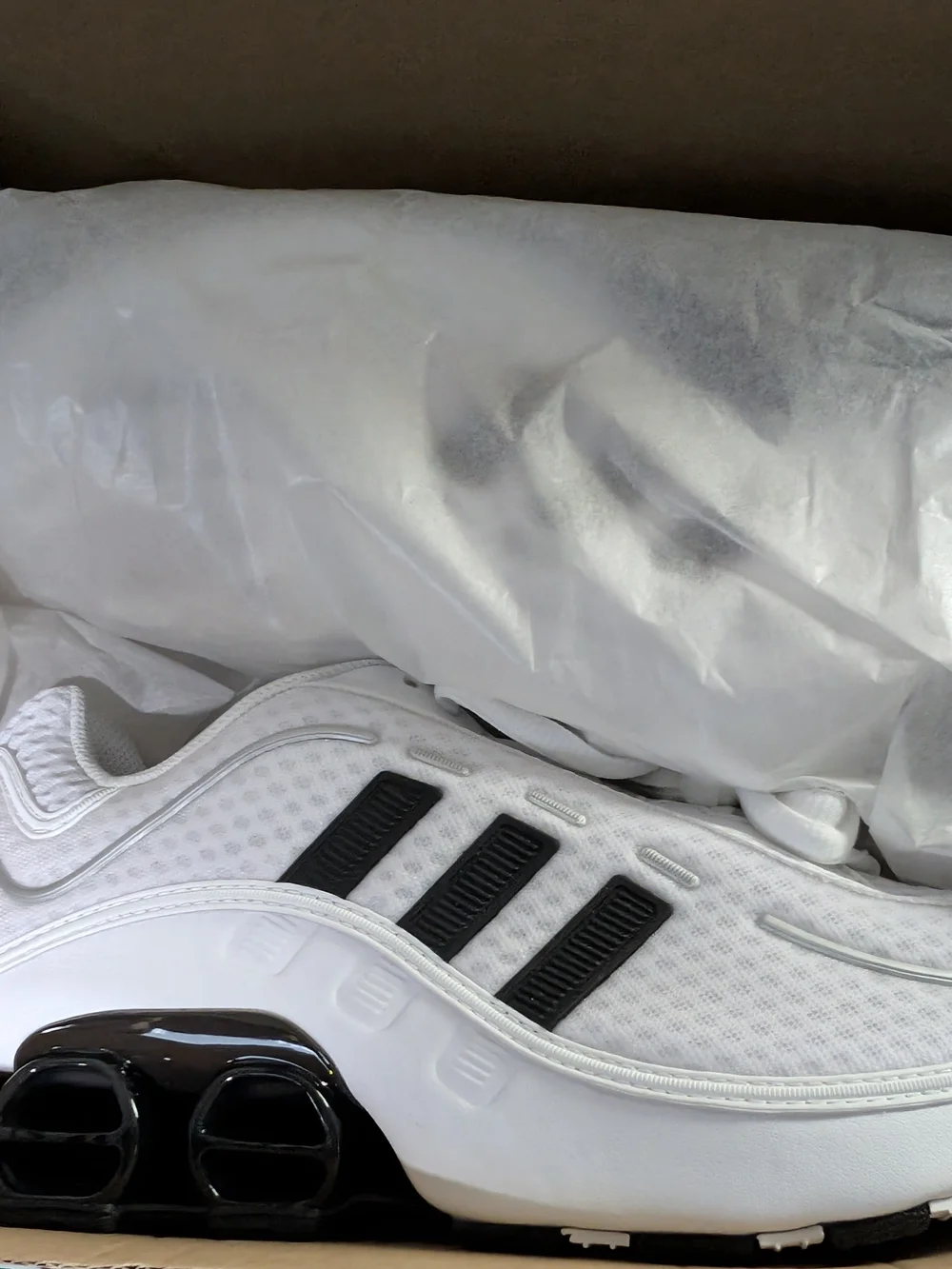 Adidas White Athletic Sneakers with Black Stripes